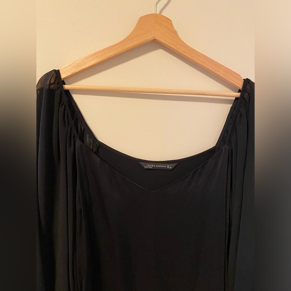 Zara Black Sweetheart Neckline Crop Top - Picture 3 of 5